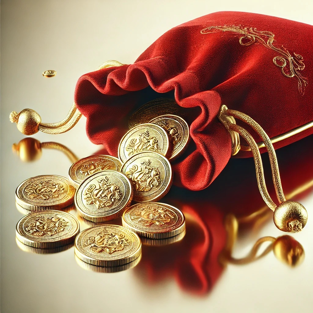 Ten Sacks Containing Ten Gold Coins